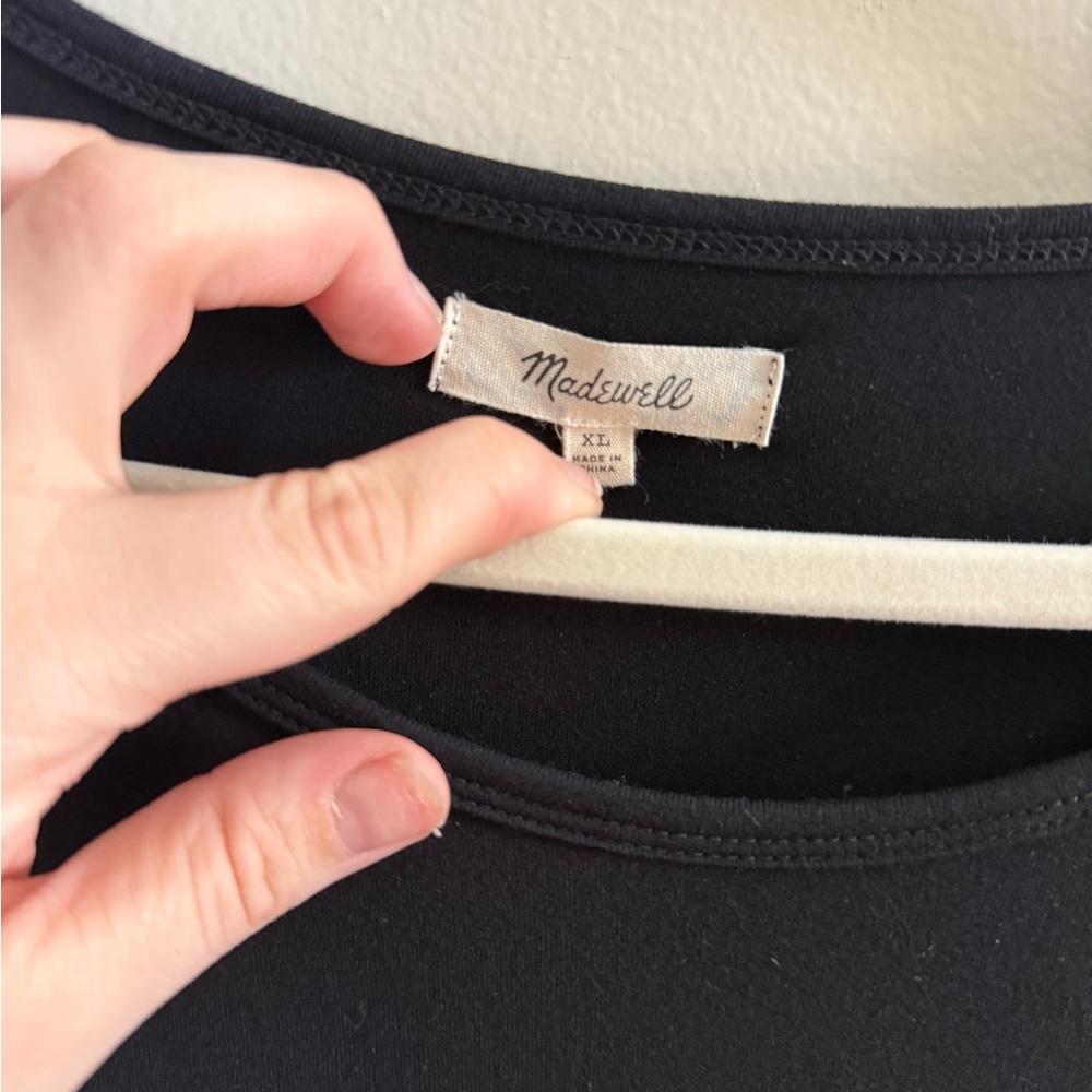 Madewell • Black Long Sleeve Shift Tunic Dress XL Basic Capsule Wardrobe Piece - Picture 4 of 7